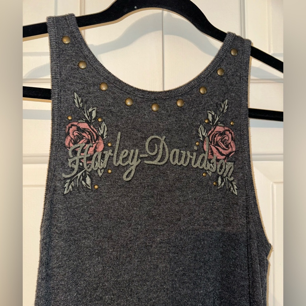 Harley-Davidson Gray Embellished Tank Top
